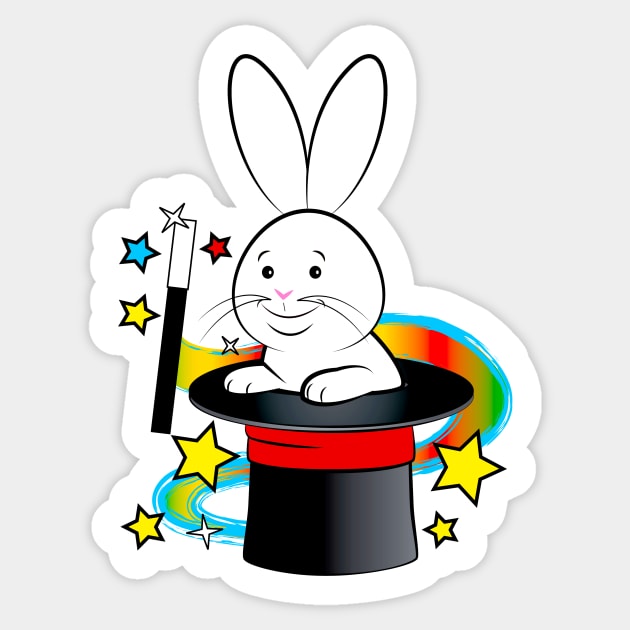 Magic Hat with Wand and Rabbit Sticker by PenguinCornerStore